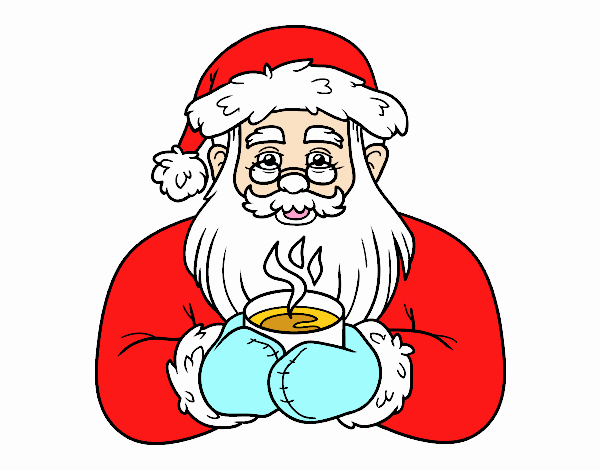 Papá Noel con taza de café