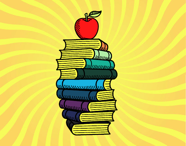 Libros y manzana