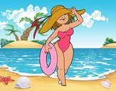 Mujer en playa