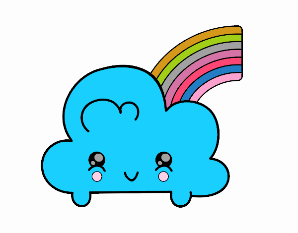 Nube con arco iris kawaii