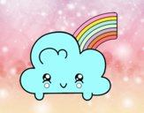 Nube con arco iris kawaii