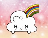 Nube con arco iris kawaii