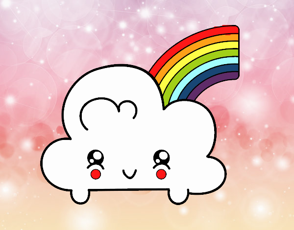 Nube con arco iris kawaii