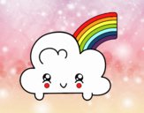 Nube con arco iris kawaii