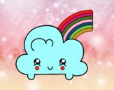 Nube con arco iris kawaii