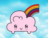 Nube con arco iris kawaii