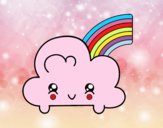 Nube con arco iris kawaii