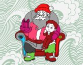 Papá Noel y niño en Navidad