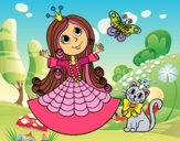 Princesa con gato y mariposa