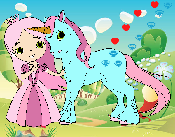 Princesa y unicornio