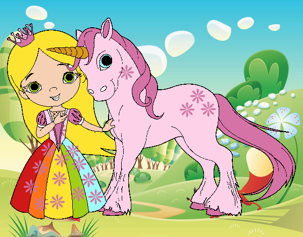 Princesa y unicornio