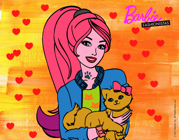 Barbie con su linda gatita