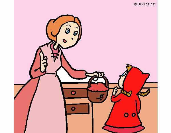 Caperucita Roja con su mamá