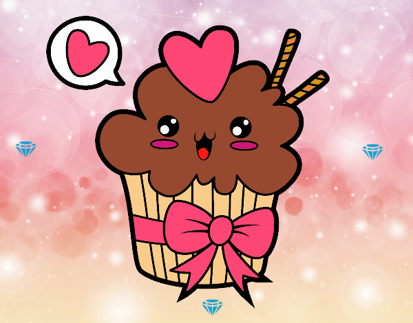 Cupcake kawaii con lazo