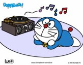 Doraemon escuchando música