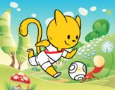 Gato jugando a fútbol