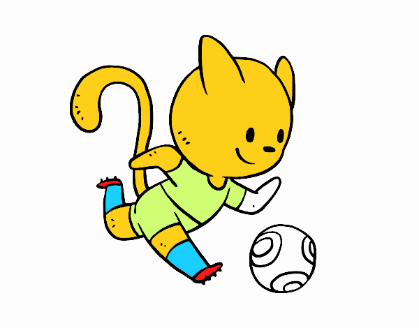 Gato jugando a fútbol