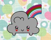 Nube con arco iris kawaii