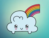 Nube con arco iris kawaii