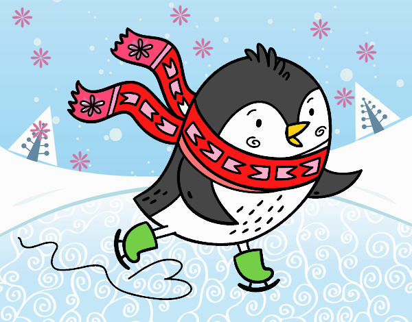 Pingüino patinando