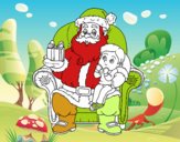 Papá Noel y niño en Navidad