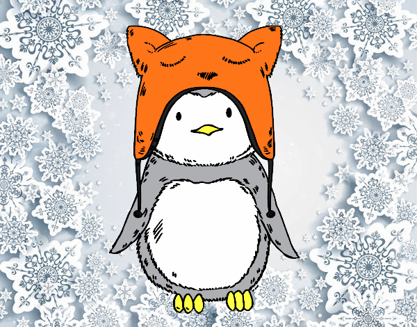 Pingüino con gorrito divertido