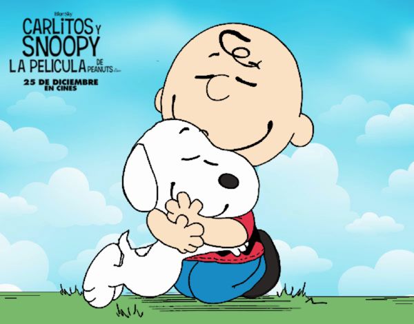 Snoopy y Carlitos abrazados