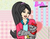 Barbie con su linda gatita