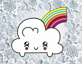 Nube con arco iris kawaii