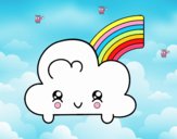 Nube con arco iris kawaii