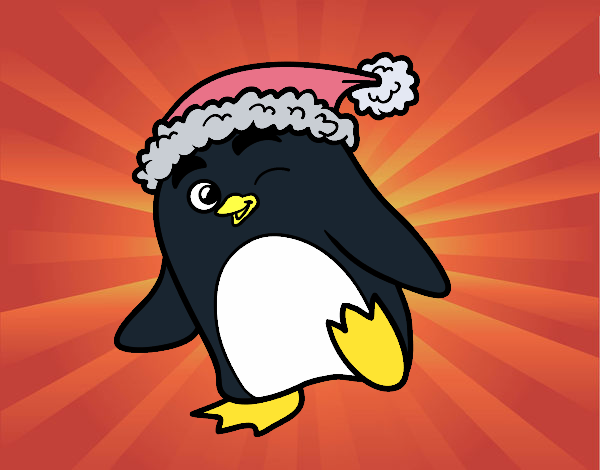 Pingüino con gorro de Navidad