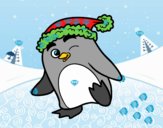 Pingüino con gorro de Navidad