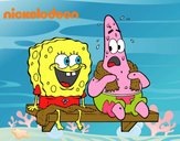 Bob Esponja y Patricio en bañador