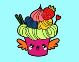 Cupcake kawaii con fresa