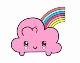 Nube con arco iris kawaii