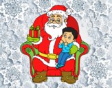 Papá Noel y niño en Navidad