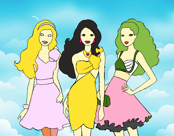 Barbie y sus amigas vestidas de fiesta