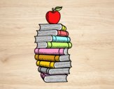 Libros y manzana