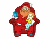 Papá Noel y niño en Navidad