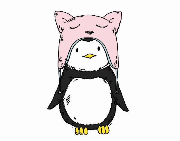 Pingüino con gorrito divertido