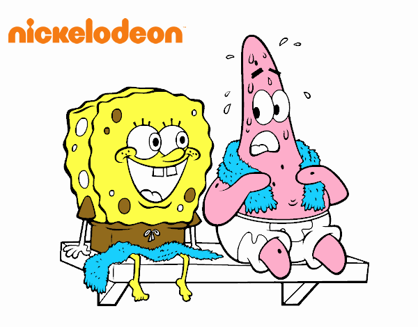 Bob Esponja y Patricio en bañador