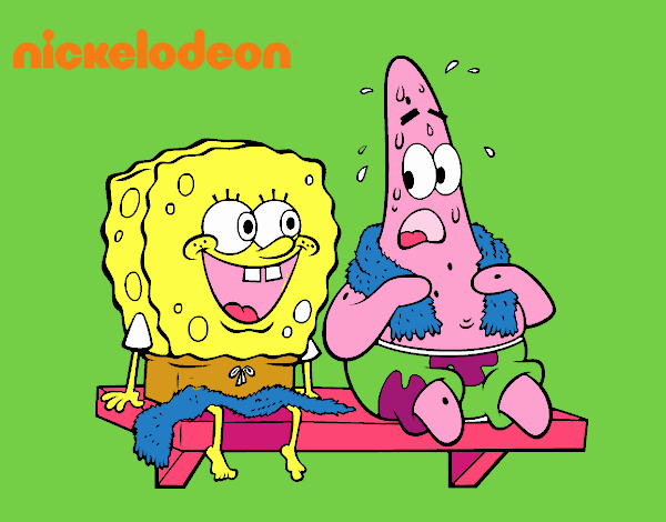 Bob Esponja y Patricio en bañador