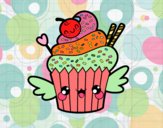 Cupcake kawaii con cereza