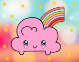 Nube con arco iris kawaii