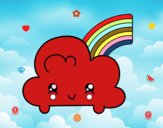 Nube con arco iris kawaii