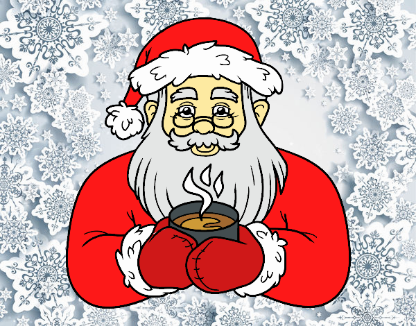 Papá Noel con taza de café