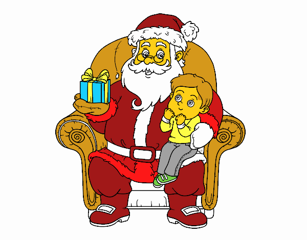 Papá Noel y niño en Navidad