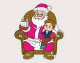 Papá Noel y niño en Navidad