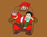 Papá Noel y niño en Navidad