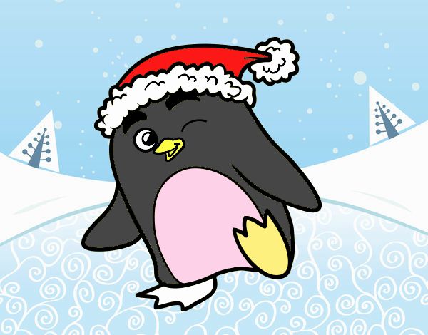 Pingüino con gorro de Navidad